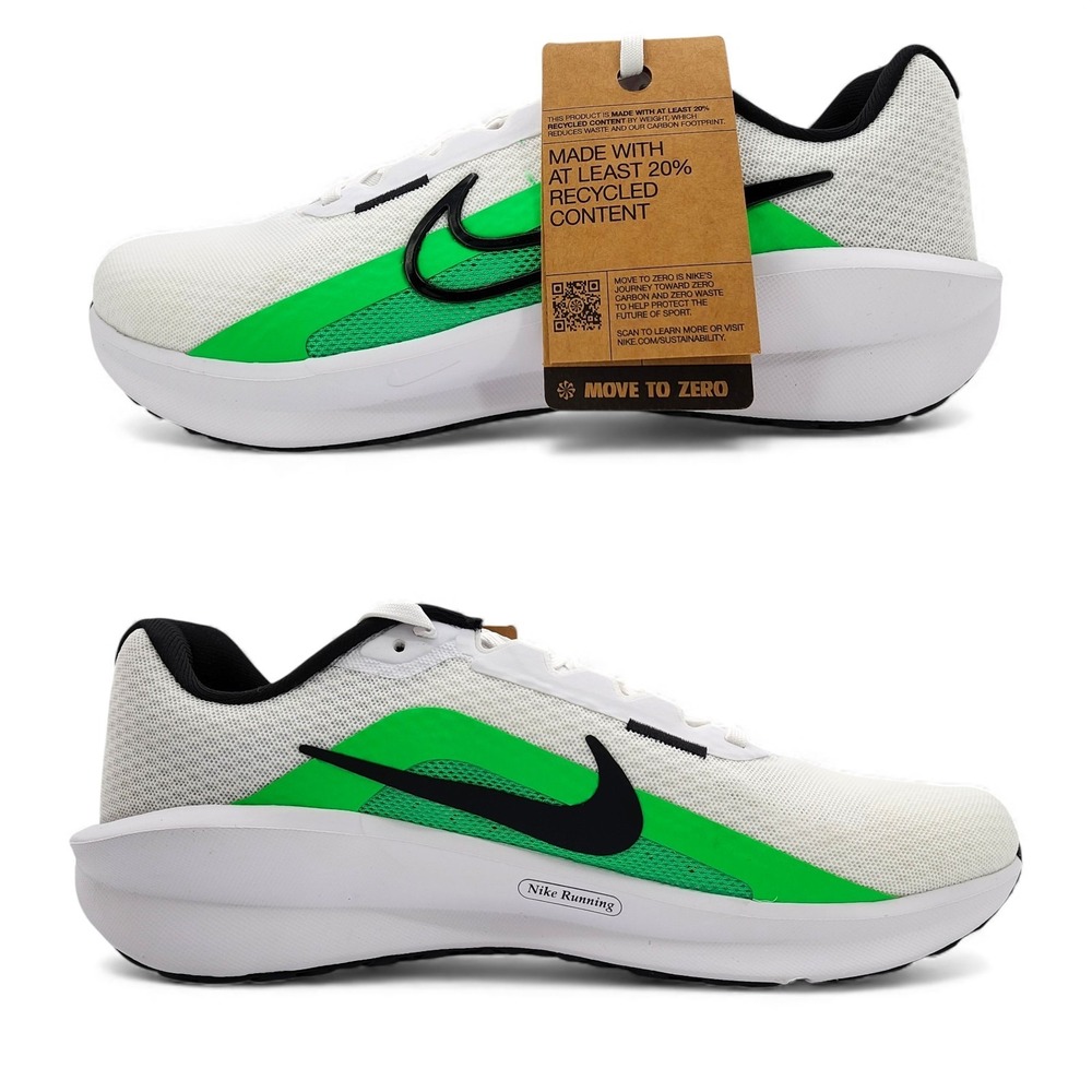 Nike Downshifter 13 Running Shoes Mens 10.5 White Green Shock Sneaker NEW in Box